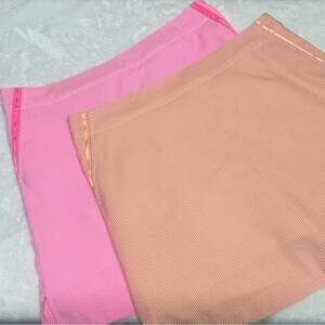 2 Lady Hagen Golf Tennis Skirt Pink Orange Stripes Pockets Skort Womens Size 12